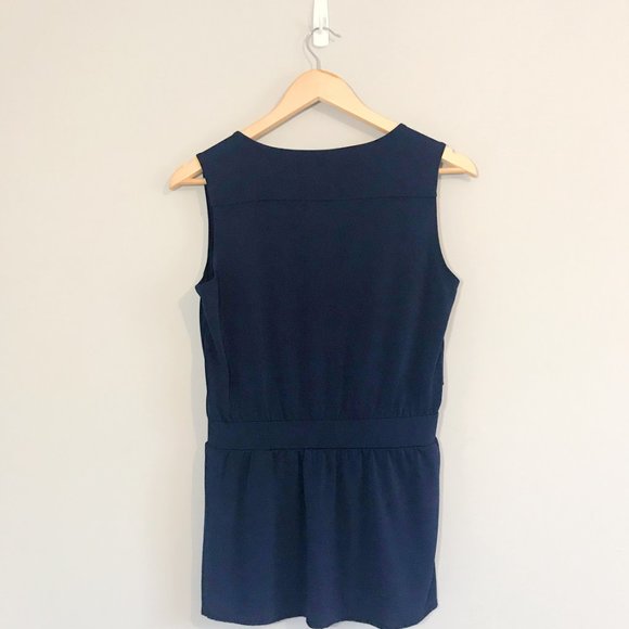 🌿 Anne Klein | Navy Wrap Front Top - Picture 2 of 4